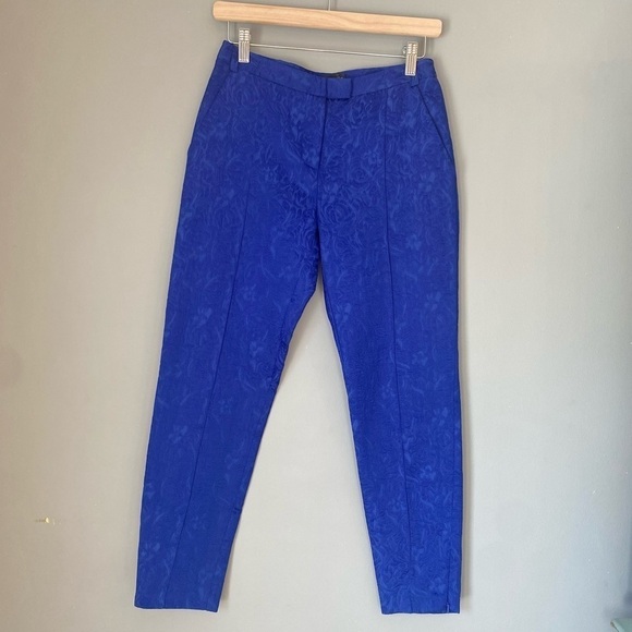 Topshop Blue Slim Fit Patterned Trousers - Picture 1 of 10